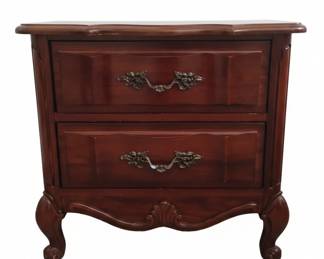 CENTURY FURNITURE Solid Cherry Louis XV French Provincial Two Drawer Nightstand