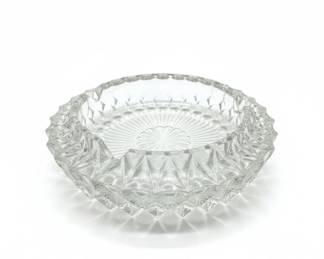 Vintage Pressed Glass Ashtray with Sunburst and Scalloped Rim second image