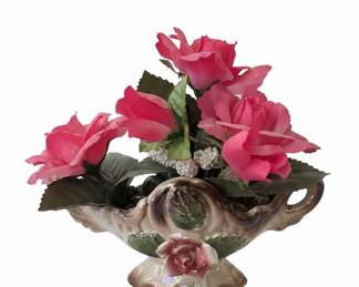 Capodimonte Porcelain Rose Basket