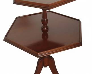George III Style TwoTier Carved Hexagonal Dumbwaiter