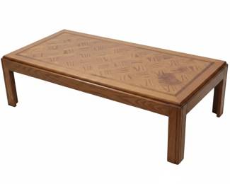 MidCentury Modern Oak Parquet Top Coffee Table