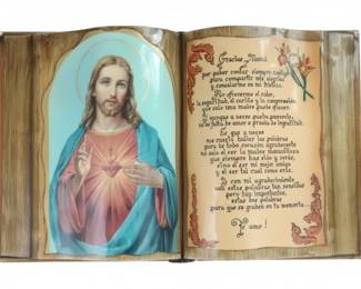 Decorative Resin Plaque Sacred Heart of Jesus with Spanish Poem for Mother