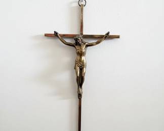 Vintage Bronze Crucifix with INRI Plaque
