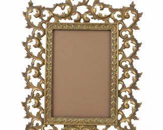 Vintage Rococo Style Ornate Gilt Metal Picture Frame or Mirror
