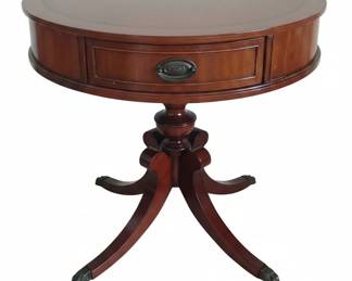 Federal Style Mahogany Drum Table with Brass Paw Feet