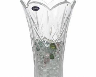 Crystal DePlomb or Cristal DePomo Flared Scalloped Lead Crystal Vase