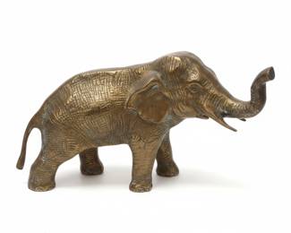 Vintage Brass Elephant Figurine with Textured Hide