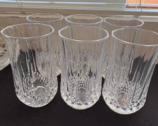 Set of Six Cristal DArquesDurand Longchamp Crystal Highball Glasses