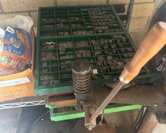 Tabletop Letterpress and Vintage Hamilton California Job Case _Antique Letterpress Type Drawers