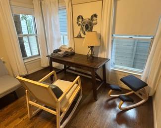 Rocking Chair, Solid wood desk, ergonomic kneeling chair (posture chair)