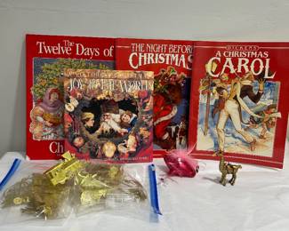Christmas ornaments and books