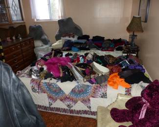 Vintage Bedroom Furniture, 2 Beds, Bedding, Clothing, Belts, Scarves