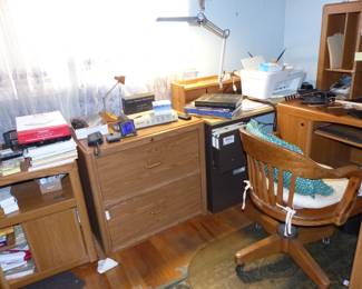 Office Furniture, File Cabinets, Books & Lots Of Misc. Items, Area Rug