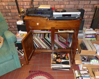 Cabinet, Records, CD's, DVD's, Cassette Tapes, Electronics
