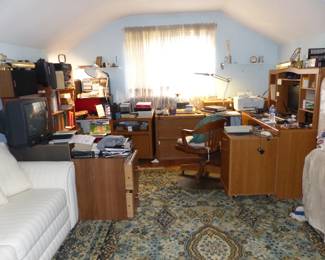 Office Furniture, File Cabinets, Books & Lots Of Misc. Items, Area Rug