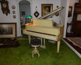 Vintage Krakauer Baby Grand Piano & Stool