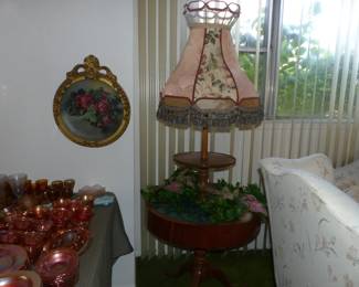 Vintage Floor Lamp Accent Table With Planters