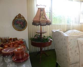 Vintage Floor Lamp Accent Table With Planters