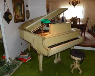 Vintage Krakauer Baby Grand Piano & Stool