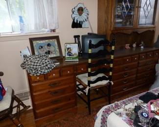 Vintage Bedroom Furniture, 2 Beds, Bedding, Clothing, Belts, Scarves