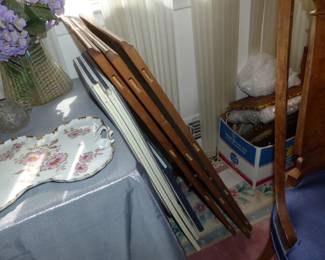 Vintage Dining Table With 3 Leaves & 4 Chairs, Sideboard Cabinet, Area Rug