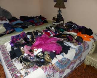 Vintage Bedroom Furniture, 2 Beds, Bedding, Clothing, Belts, Scarves