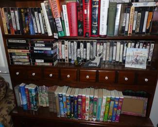 Bookcase, Books, VHS Tapes