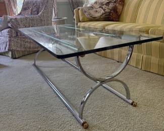 MCM Glass and Chrome coffee table
