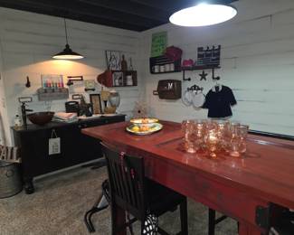Table made from a vintage door