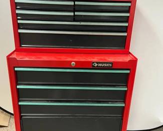 Husky 2pc Rolling Tool Chest Cabinet Red