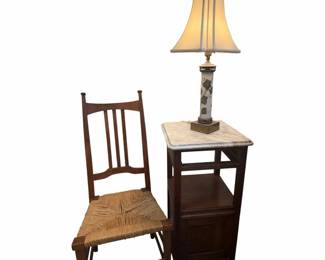 Vintage Chair, MarbleTop Stand Lamp
