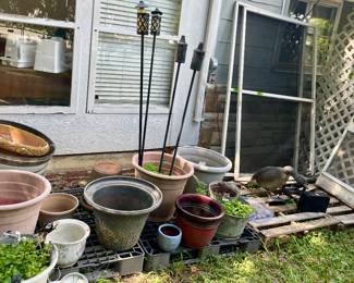 PLANTERS, DOOR, LATTICE, SCREEN PANELS, TIKI TORCHES, MISC.