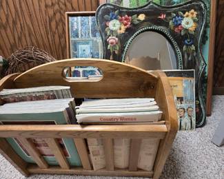 VINTAGE ITALIAN FLORAL PAINTED MIRROR, TOLEWARE -STYLE