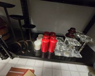 CANDLE HOLDERS, METAL AND CRYSTAL