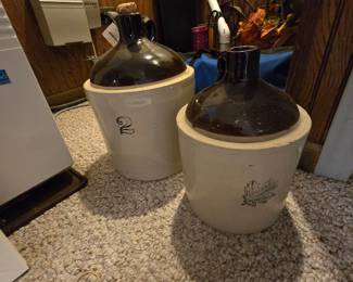 VINTAGE WESTERN STONEWARE JUGS, WHISKEY OR MAPLE SYRUP