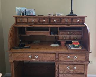 ROLL TOP DESK, SOLID OAK