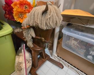 VINTAGE WOODEN ROCKING HORSE