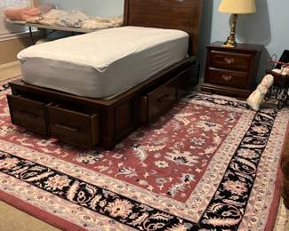 Solid Wood Twin Sleigh Bed w/6 Storage Drawers