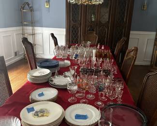 Dining Room set, dishes and vintage glassware