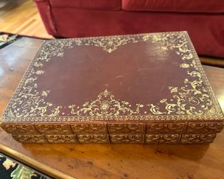 Cartier Leather and Gilt Backgammon set
