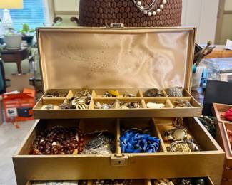 Vintage jewelry and jewelry box