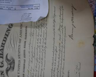 signed Document Warren G. Harding