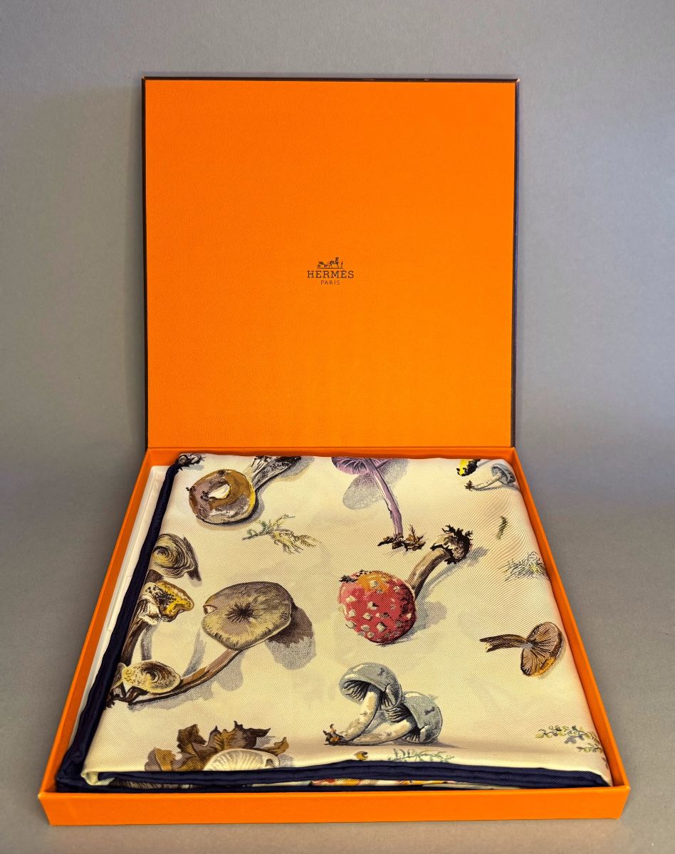 Hermès Carré 90 "Champignons" Silk Scarf