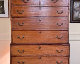 Antique 19th Century Georgian Style Mahogany Tallboy Chest on Chest