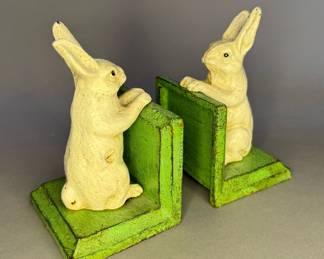 Pair of Cast Iron Rabbit Bookend