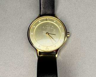 Skagen Women Black Leather Quartz Wrist Watch