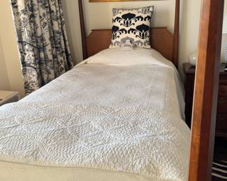 Mahogany Inlaid Twin Bed, mattress and box spring included 