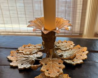 Pair of Frederick Cooper Brass Leaves Lamps 