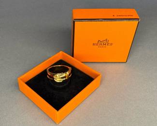 Hermes Gold Plated “Ceinture” Belt Buckle Scarf Ring