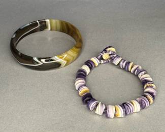 Wampum and Agate Bracelets, sold individually